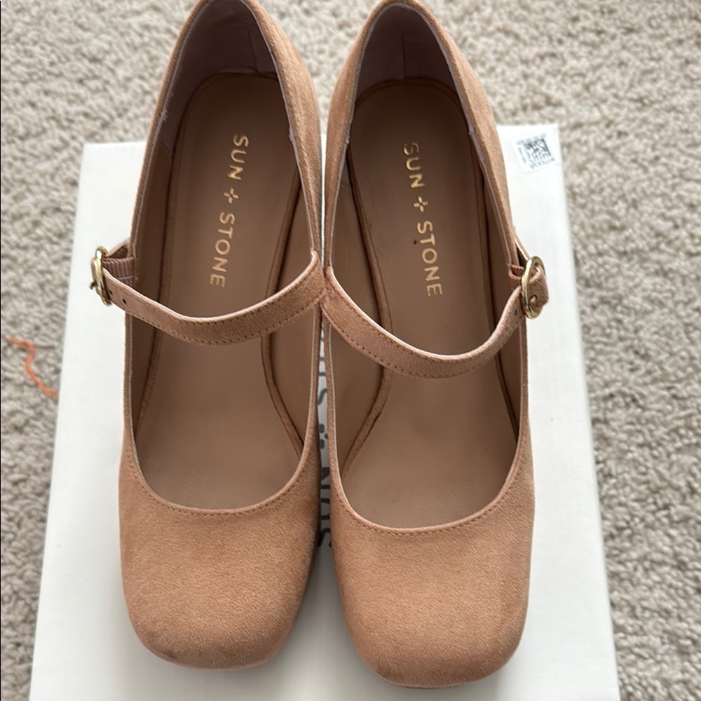 Sun + Stone Tan Mary Jane Heels